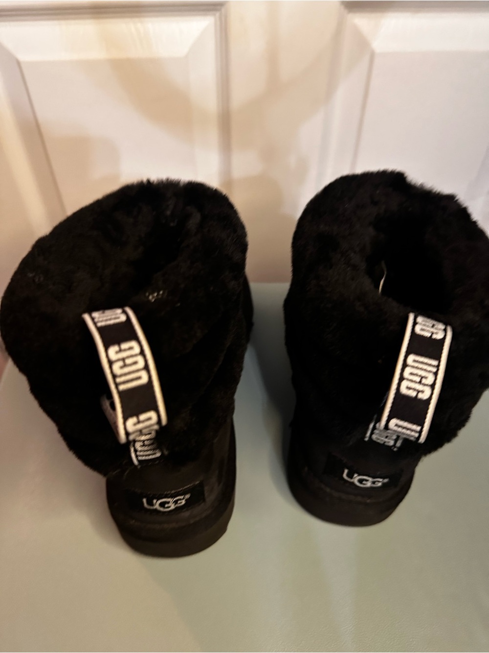 UGG Women’s Black Plush Ankle Slippers